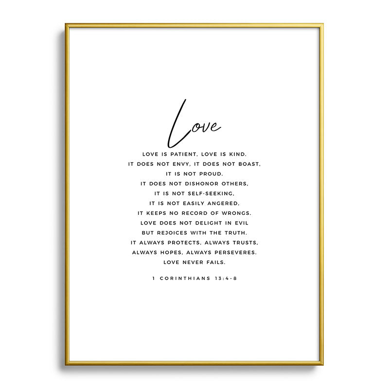 1 Corinthians 13 Love Is Patient Love Is Kind Love Never Fails Bible Verse Print Scripture Christian Framed Art Print