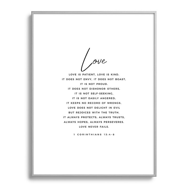 1 Corinthians 13 Love Is Patient Love Is Kind Love Never Fails Bible Verse Print Scripture Christian Framed Art Print