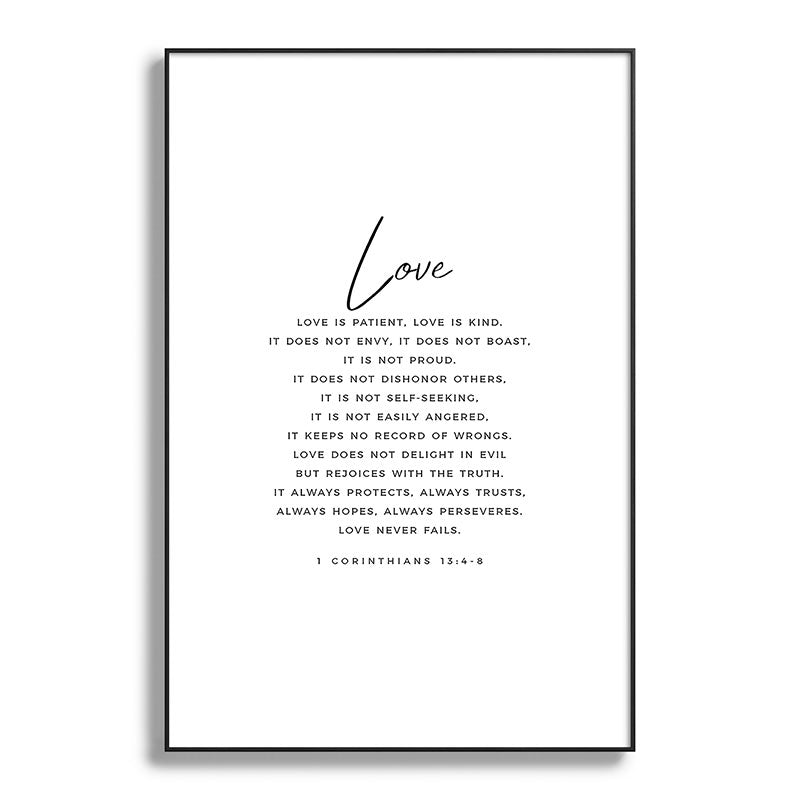 1 Corinthians 13 Love Is Patient Love Is Kind Love Never Fails Bible Verse Print Scripture Christian Framed Art Print