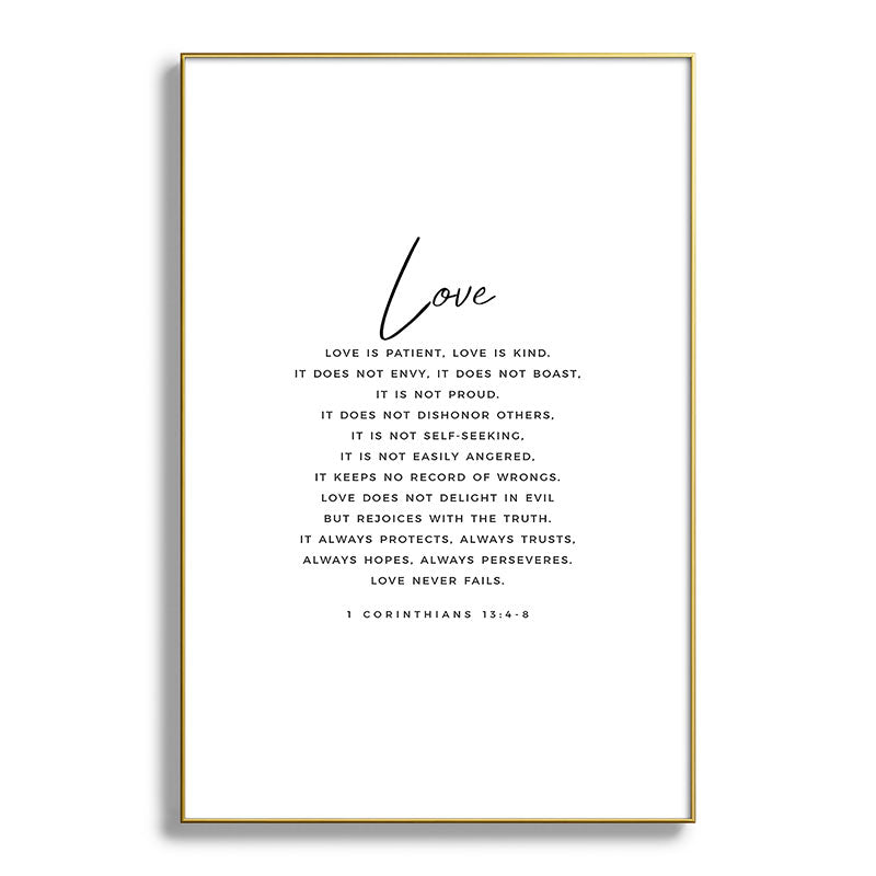 1 Corinthians 13 Love Is Patient Love Is Kind Love Never Fails Bible Verse Print Scripture Christian Framed Art Print