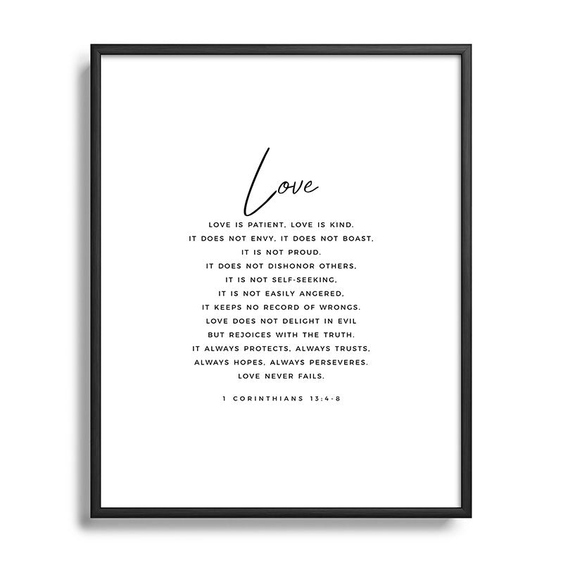 1 Corinthians 13 Love Is Patient Love Is Kind Love Never Fails Bible Verse Print Scripture Christian Framed Art Print