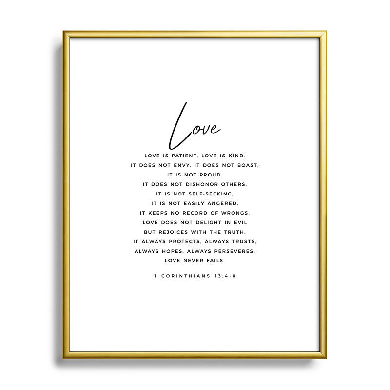 1 Corinthians 13 Love Is Patient Love Is Kind Love Never Fails Bible Verse Print Scripture Christian Framed Art Print