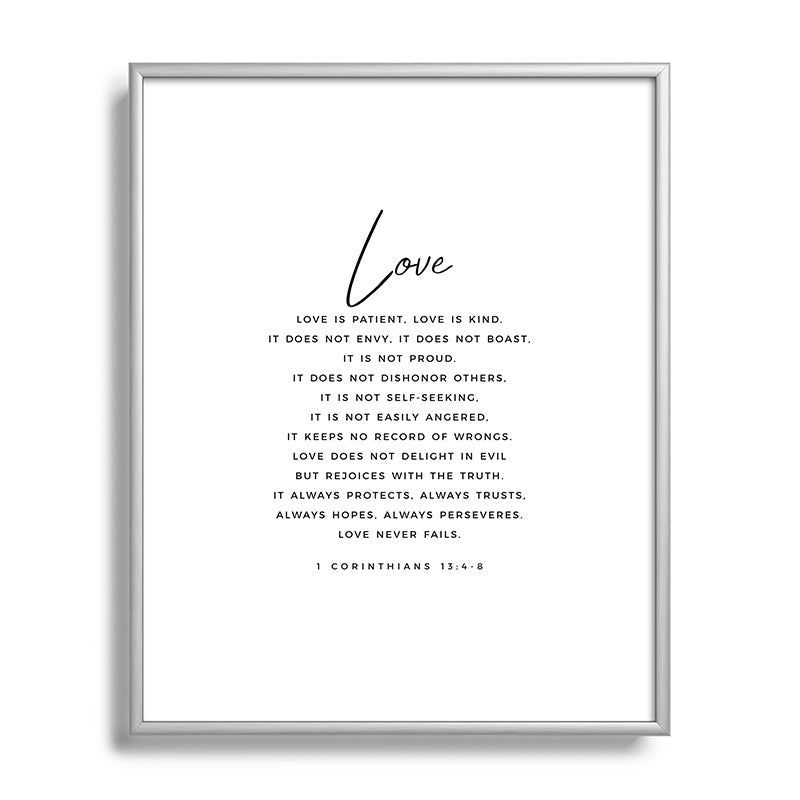 1 Corinthians 13 Love Is Patient Love Is Kind Love Never Fails Bible Verse Print Scripture Christian Framed Art Print