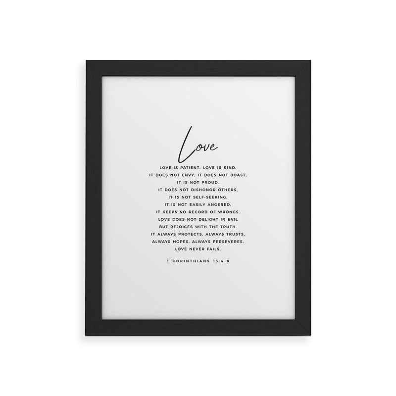 1 Corinthians 13 Love Is Patient Love Is Kind Love Never Fails Bible Verse Print Scripture Christian Framed Art Print