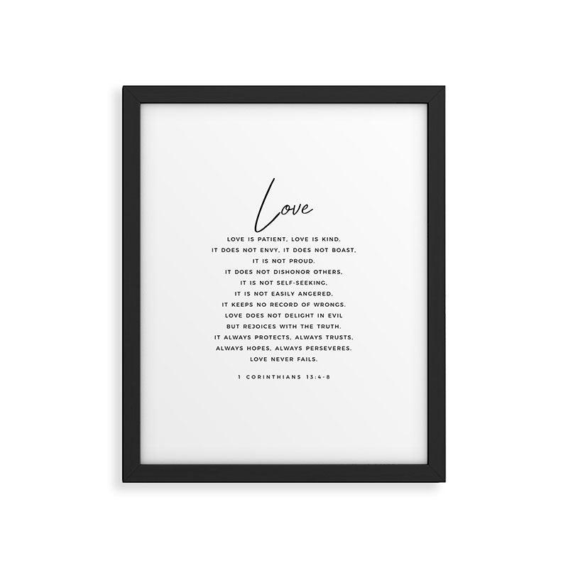 1 Corinthians 13 Love Is Patient Love Is Kind Love Never Fails Bible Verse Print Scripture Christian Framed Art Print
