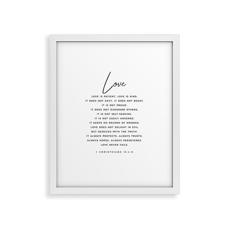 1 Corinthians 13 Love Is Patient Love Is Kind Love Never Fails Bible Verse Print Scripture Christian Framed Art Print