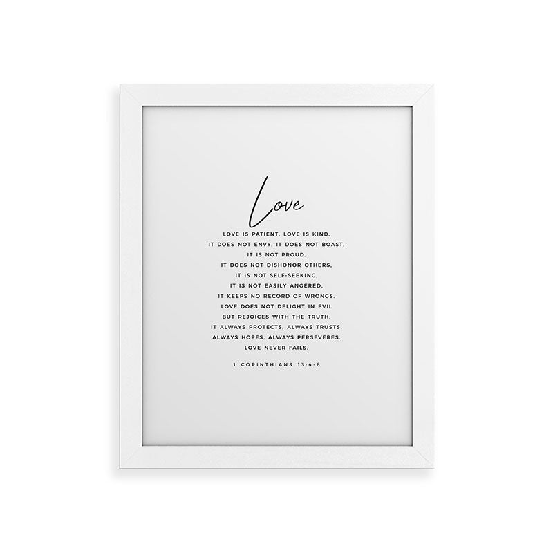 1 Corinthians 13 Love Is Patient Love Is Kind Love Never Fails Bible Verse Print Scripture Christian Framed Art Print