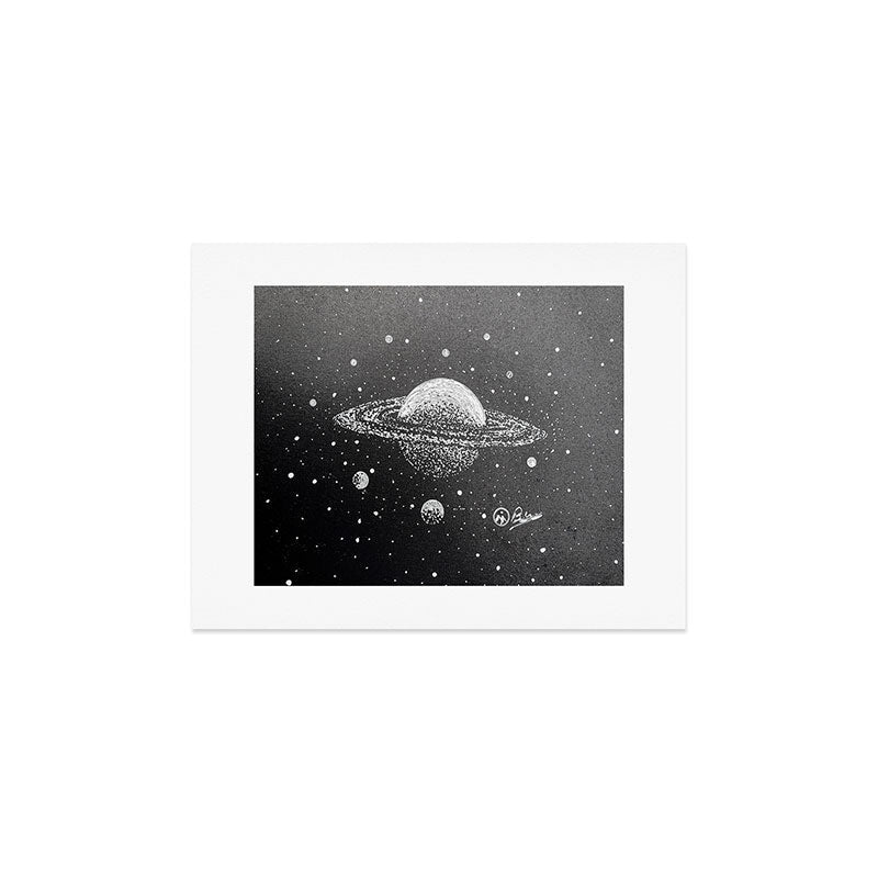 "Saturn's Moons" Outer Space Original Art, Planets, Galaxy Wall Decor Art Print