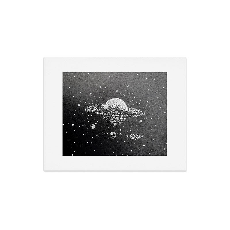 "Saturn's Moons" Outer Space Original Art, Planets, Galaxy Wall Decor Art Print