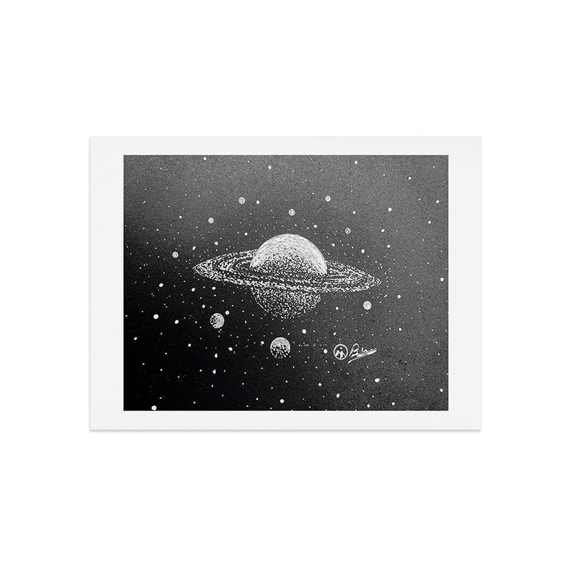 "Saturn's Moons" Outer Space Original Art, Planets, Galaxy Wall Decor Art Print