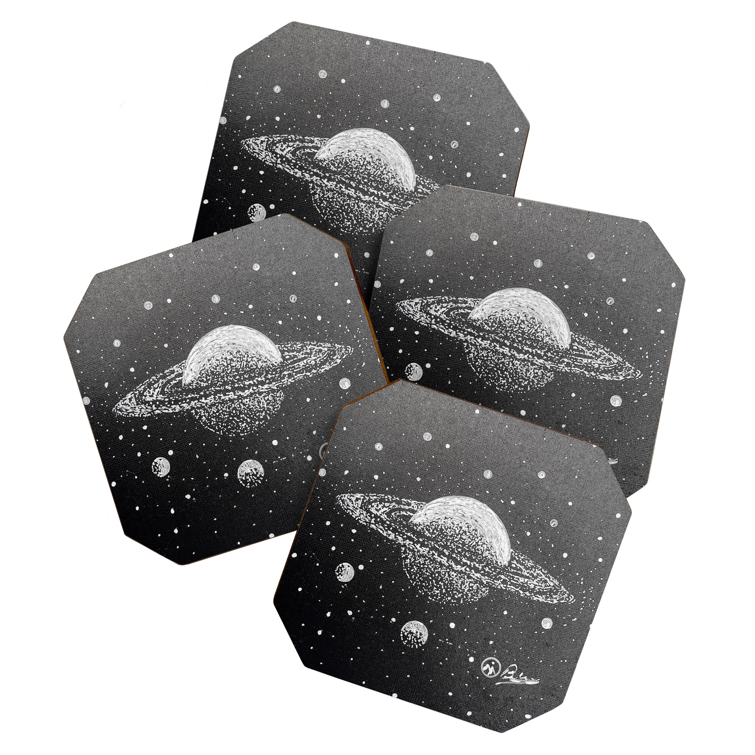 "Saturn's Moons" Outer Space Original Art, Planets, Galaxy Wall Decor Coaster