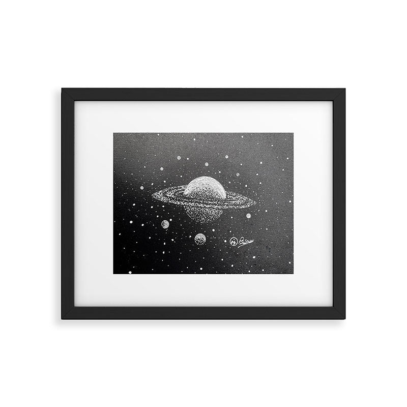 "Saturn's Moons" Outer Space Original Art, Planets, Galaxy Wall Decor Framed Art Print