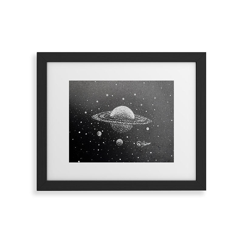"Saturn's Moons" Outer Space Original Art, Planets, Galaxy Wall Decor Framed Art Print