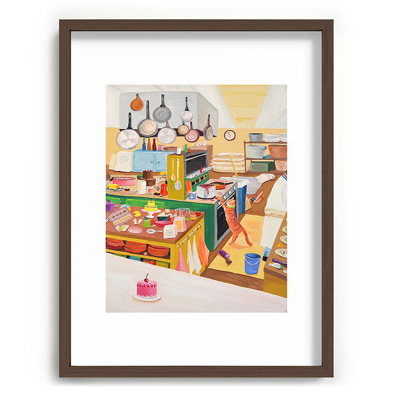 A Cat in the Kitchen Framed Art Print