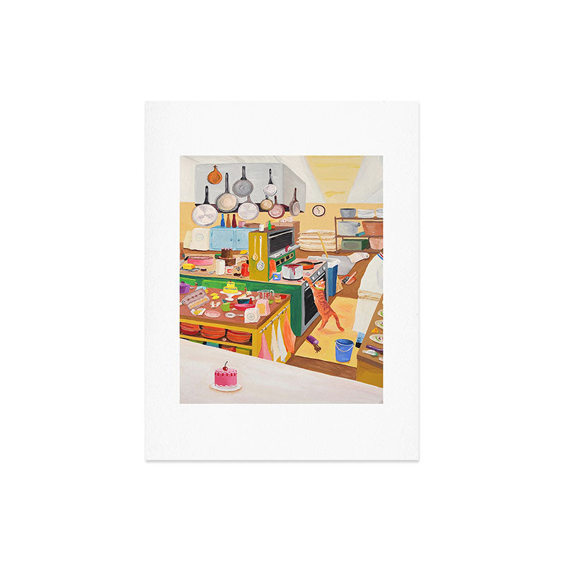 A Cat in the Kitchen Art Print
