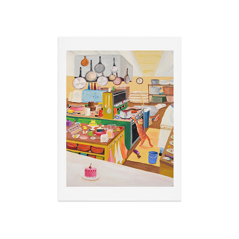 A Cat in the Kitchen Art Print
