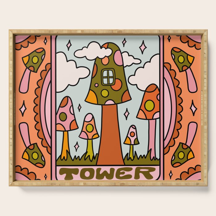 16. Tower Tarot Mushroom Serving Tray