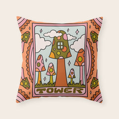 16. Tower Tarot Mushroom Throw Pillow