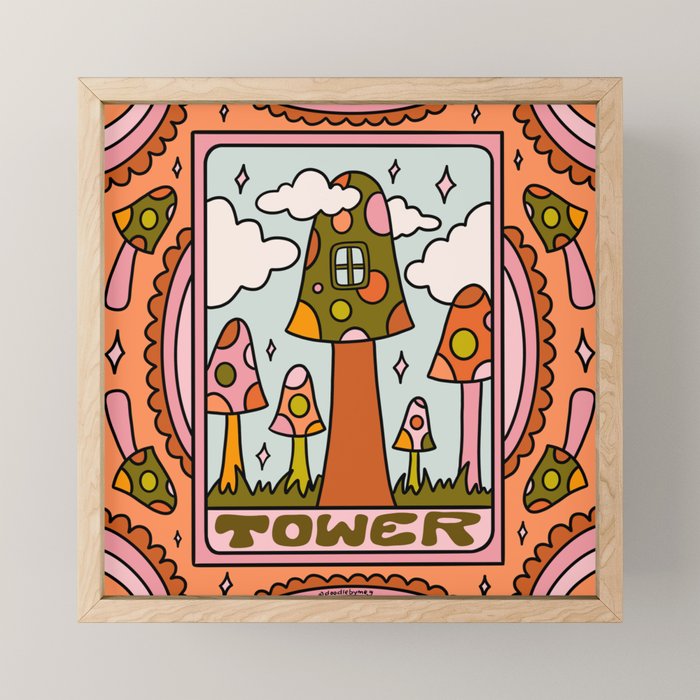 16. Tower Tarot Mushroom Mini Art Print