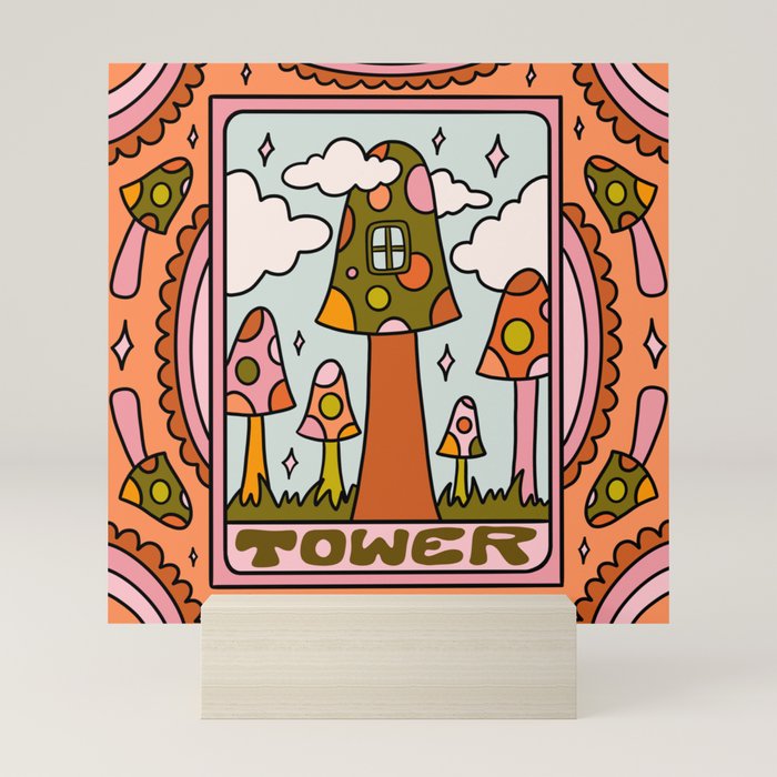 16. Tower Tarot Mushroom Mini Art Print