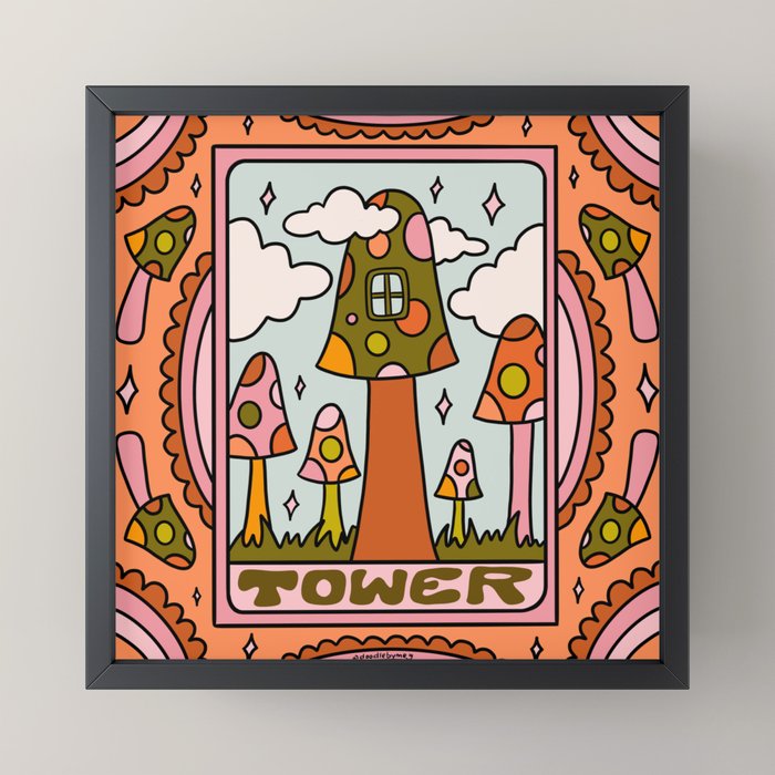 16. Tower Tarot Mushroom Mini Art Print