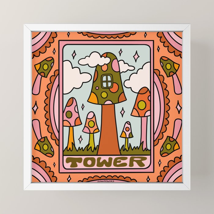 16. Tower Tarot Mushroom Mini Art Print