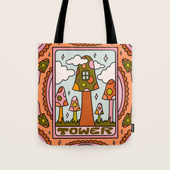 16. Tower Tarot Mushroom Tote Bag