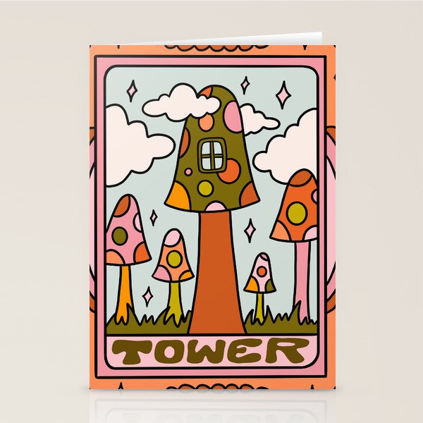16. Tower Tarot Mushroom Stationery Card