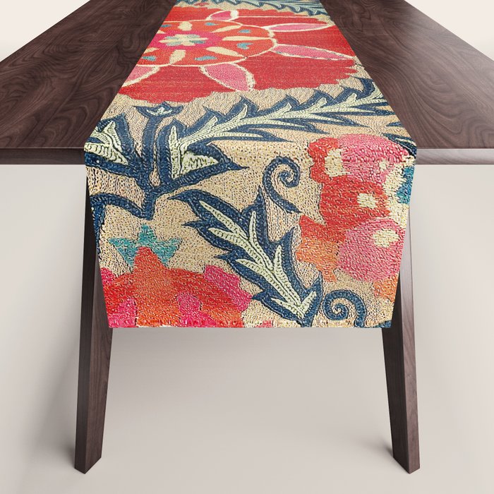 18th Century Suzani Fragment Print Table Runner