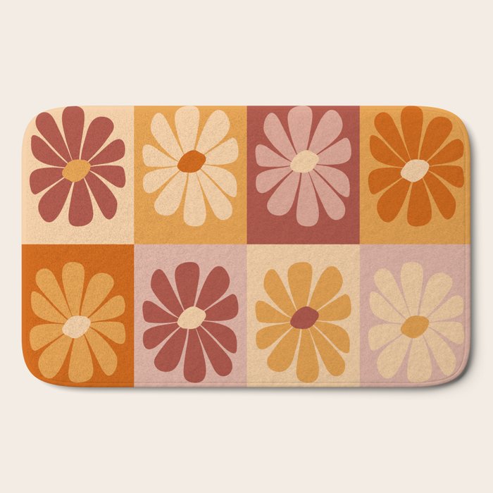 70's Daisy Bloom  Bath Mat