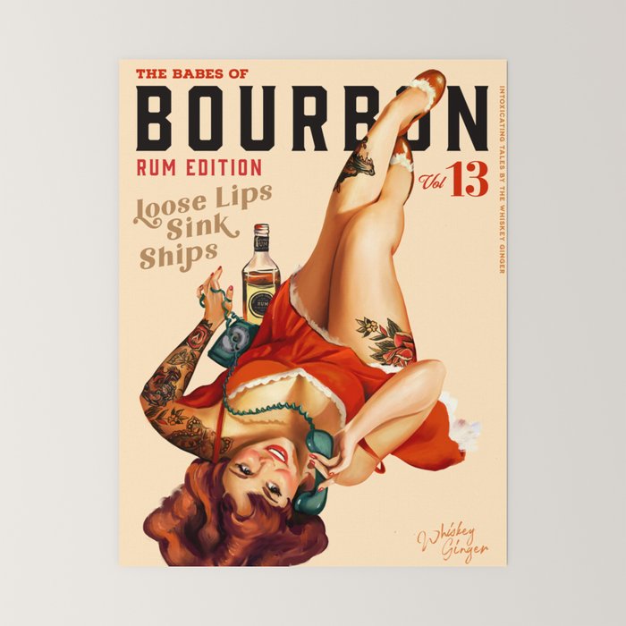 "The Babes Of Bourbon V. 13 - Rum Edition" Vintage Pin Up Girl Art Mini Art Print
