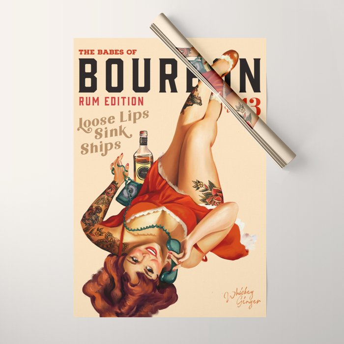 "The Babes Of Bourbon V. 13 - Rum Edition" Vintage Pin Up Girl Art Wrapping Paper
