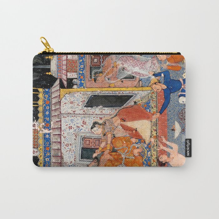 -India, Mughal, Reign of Akbar, 16th century - Page from Tales of a Parrot (Tuti-nama)- Eighth night- The deceitful wife a - 1962 Carry All Pouch