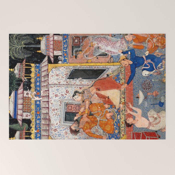 -India, Mughal, Reign of Akbar, 16th century - Page from Tales of a Parrot (Tuti-nama)- Eighth night- The deceitful wife a - 1962 Welcome Mat