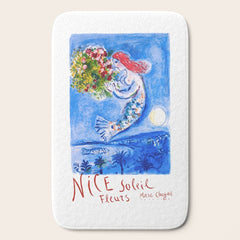 1962 FRANCE Marc Chagall Nice Soleil Fleurs Travel Poster Bath Mat