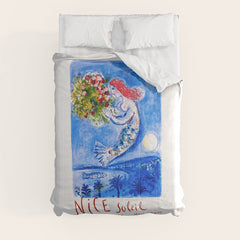 1962 FRANCE Marc Chagall Nice Soleil Fleurs Travel Poster Comforter
