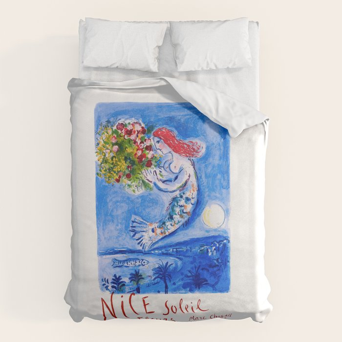 1962 FRANCE Marc Chagall Nice Soleil Fleurs Travel Poster Duvet Cover