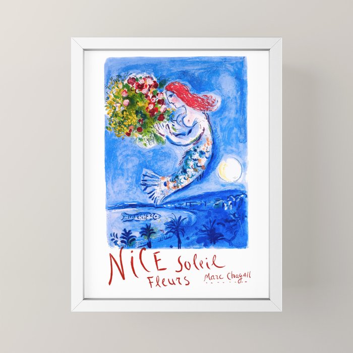 1962 FRANCE Marc Chagall Nice Soleil Fleurs Travel Poster Mini Art Print