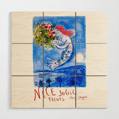 1962 FRANCE Marc Chagall Nice Soleil Fleurs Travel Poster Wood Wall Art