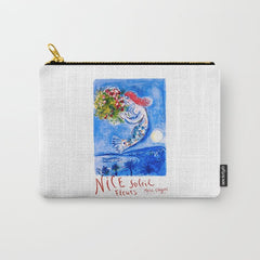 1962 FRANCE Marc Chagall Nice Soleil Fleurs Travel Poster Carry All Pouch