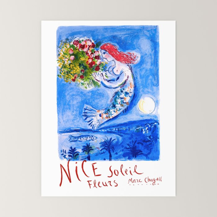 1962 FRANCE Marc Chagall Nice Soleil Fleurs Travel Poster Mini Art Print