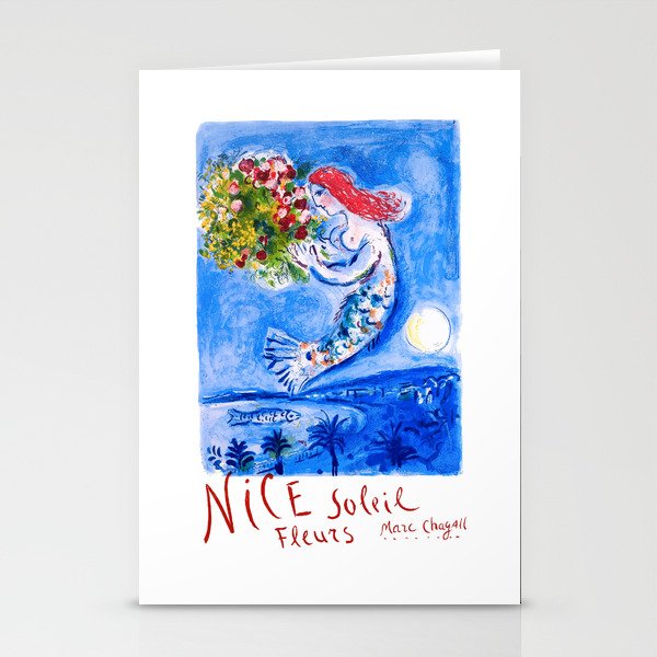 1962 FRANCE Marc Chagall Nice Soleil Fleurs Travel Poster Stationery Card