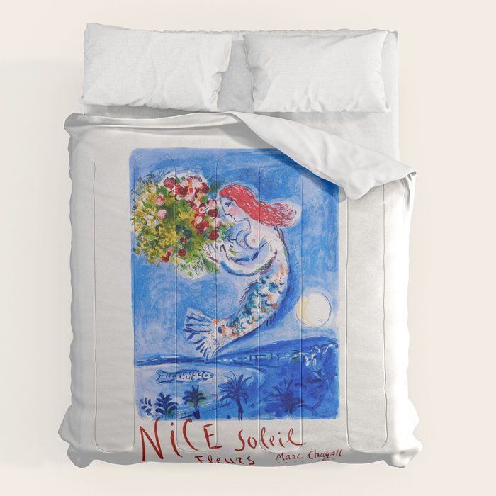 1962 FRANCE Marc Chagall Nice Soleil Fleurs Travel Poster Comforter