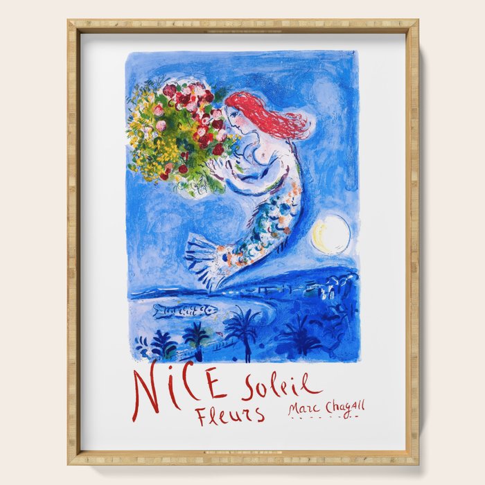 1962 FRANCE Marc Chagall Nice Soleil Fleurs Travel Poster Serving Tray