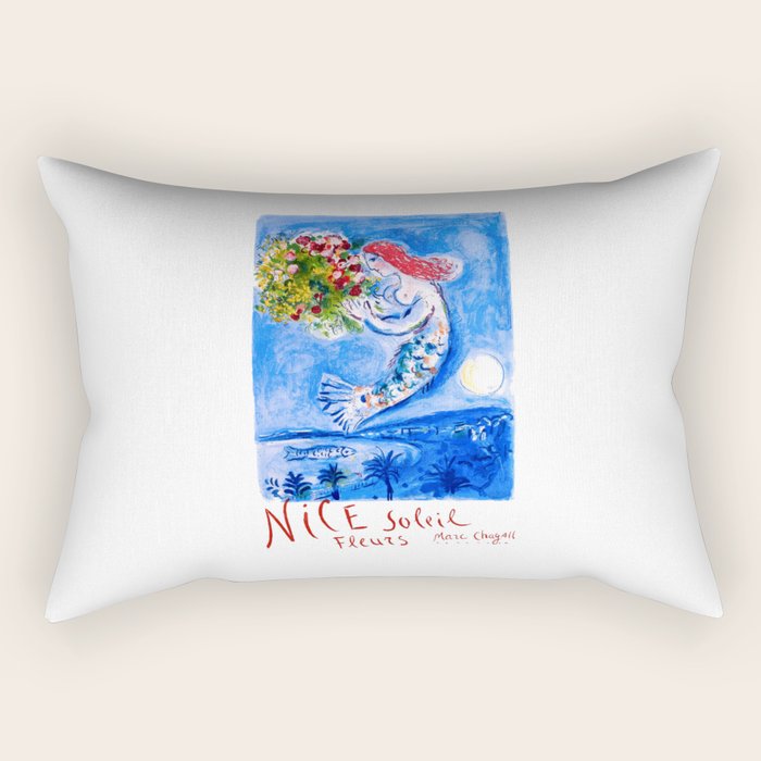 1962 FRANCE Marc Chagall Nice Soleil Fleurs Travel Poster Rectangular Pillow