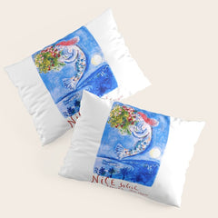 1962 FRANCE Marc Chagall Nice Soleil Fleurs Travel Poster Pillow Sham