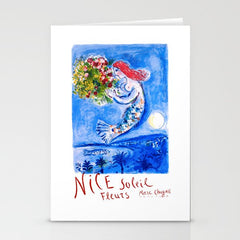 1962 FRANCE Marc Chagall Nice Soleil Fleurs Travel Poster Stationery Card