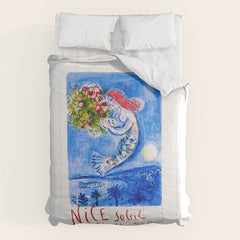 1962 FRANCE Marc Chagall Nice Soleil Fleurs Travel Poster Comforter