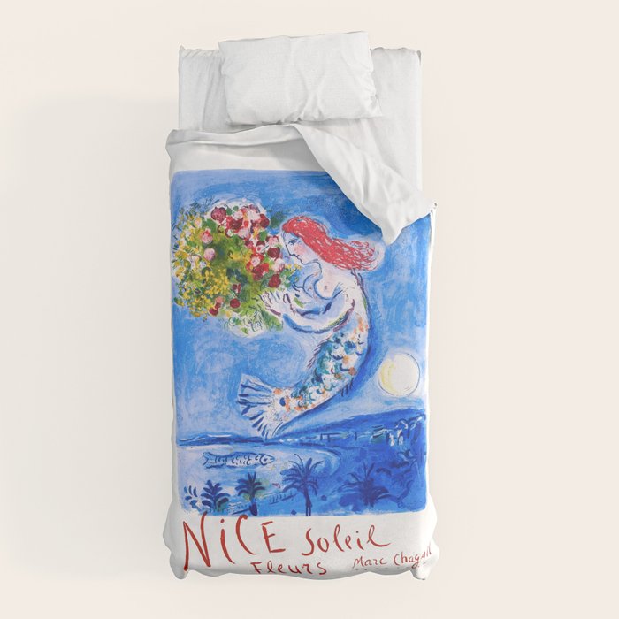 1962 FRANCE Marc Chagall Nice Soleil Fleurs Travel Poster Duvet Cover