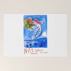 1962 FRANCE Marc Chagall Nice Soleil Fleurs Travel Poster Welcome Mat